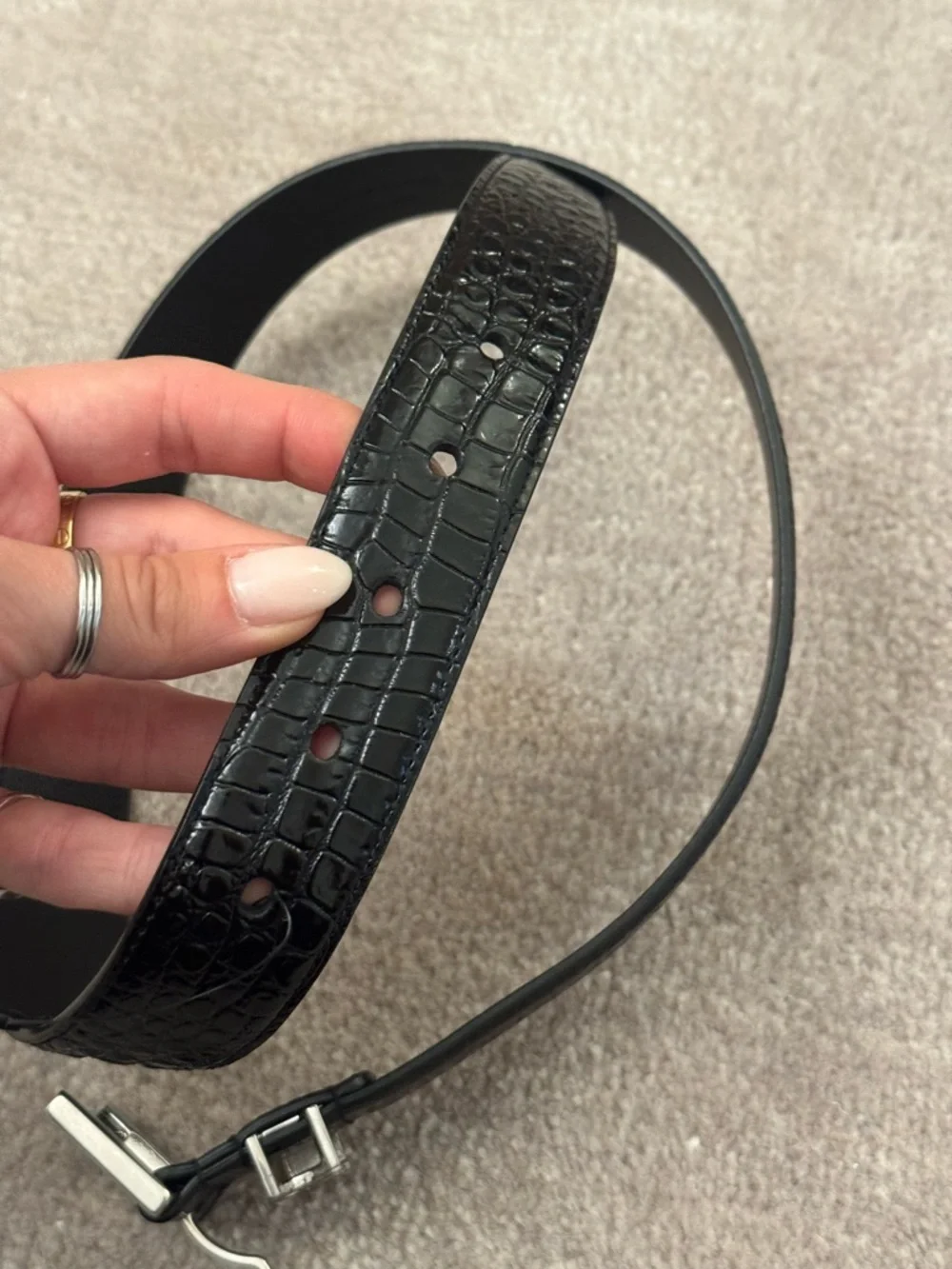 SAINT LAURENT Monogram Belt in Matte Crocodile-Embossed Leather - Picture 3 of 5